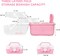 10.6-inch (3-layer) Multifunctional Art Craft Organizer Storage Box for Kids Clear Plastic Portable Tool Box/Storage Box with Handle for Nail, Hair, Cosmetics, Sewing, and Medicine (Pink)
